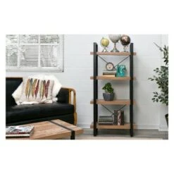 55" Bourbon Foundry 4 Tier Bookshelf Wood and Black Steel Oak - OneSpace 17 55" Bourbon Foundry 4 Tier Bookshelf Wood and Black Steel Oak - OneSpace -Bookshelves Sales Shop unnamed file 4580