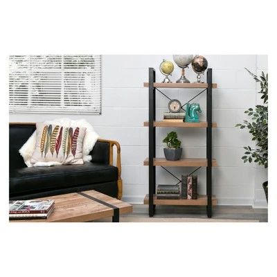 55" Bourbon Foundry 4 Tier Bookshelf Wood and Black Steel Oak - OneSpace 10 55" Bourbon Foundry 4 Tier Bookshelf Wood and Black Steel Oak - OneSpace - Image 8