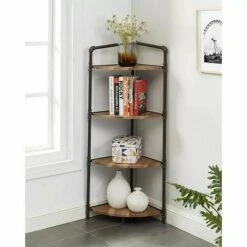 50.25" Beeme 4 Tier Corner Bookshelf Sand Black/Light Pure Copper - HOMES: Inside + Out
