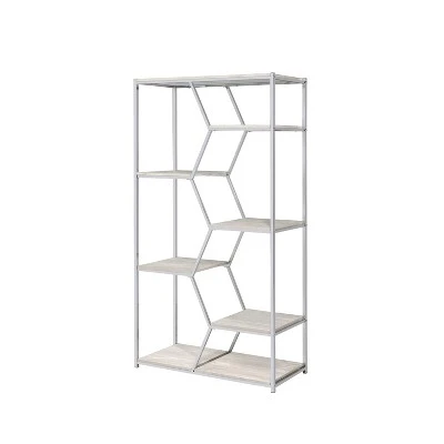 72" Otum 7 Shelf Bookcase - HOMES: Inside + Out Silver 6 72" Otum 7 Shelf Bookcase - HOMES: Inside + Out Silver - Image 4