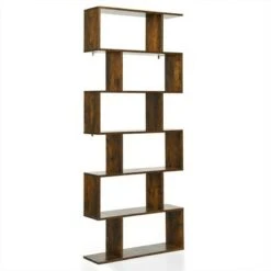 Costway 1/2 PCS 6 Tier S-Shaped Bookshelf Storage Display Bookcase Z-Shelf Coffee 23 Costway 1/2 PCS 6 Tier S-Shaped Bookshelf Storage Display Bookcase Z-Shelf Coffee -Bookshelves Sales Shop unnamed file 460