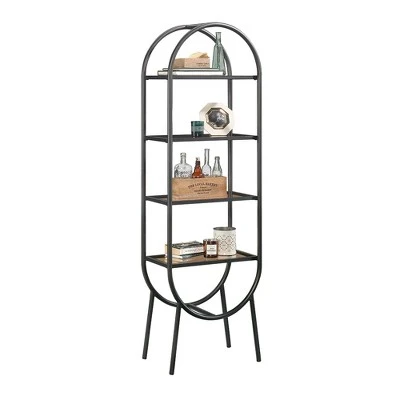 70" Boulevard Café Oval Open Shelving with Vintage Oak Accents Black - Sauder 3 70" Boulevard Café Oval Open Shelving with Vintage Oak Accents Black - Sauder