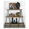 51" Metal and Wood 3 Tier Shelf V Legs Brown - Olivia & May