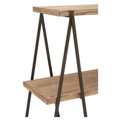 51" Metal and Wood 3 Tier Shelf V Legs Brown - Olivia & May 5 51" Metal and Wood 3 Tier Shelf V Legs Brown - Olivia & May - Image 3