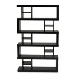 57.01" Dora Wood 5 Tier Geometric Bookshelf Dark Brown - Baxton Studio -Bookshelves Sales Shop unnamed file 4617