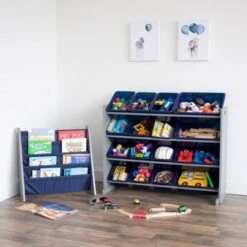 Newport Kids' Bookshelf 4 Tier Book Organizer Navy/Gray - Humble Crew -Bookshelves Sales Shop unnamed file 465