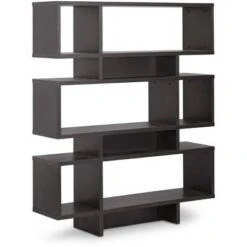 Cassidy 52.6" 6 Level Modern Bookshelf Dark Brown - Baxton Studio