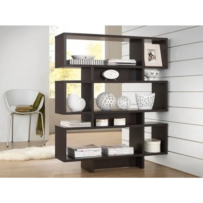 Cassidy 52.6" 6 Level Modern Bookshelf Dark Brown - Baxton Studio 4 Cassidy 52.6" 6 Level Modern Bookshelf Dark Brown - Baxton Studio - Image 2