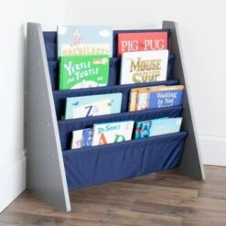 Newport Kids' Bookshelf 4 Tier Book Organizer Navy/Gray - Humble Crew -Bookshelves Sales Shop unnamed file 466