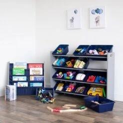 Newport Kids' Bookshelf 4 Tier Book Organizer Navy/Gray - Humble Crew -Bookshelves Sales Shop unnamed file 467