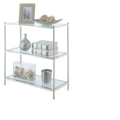 30.25" Royal Crest 3 Tier Bookcase Chrome - Breighton Home