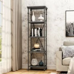 72.5" Hampden Industrial 4 Shelf Bookcase Gray - Christopher Knight Home