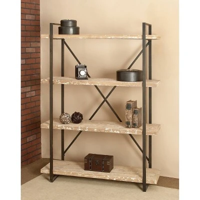 Olivia & May 67" Tall Industrial Metal and Wood Bookshelf Brown - Olivia & May 3 Olivia & May 67" Tall Industrial Metal and Wood Bookshelf Brown - Olivia & May