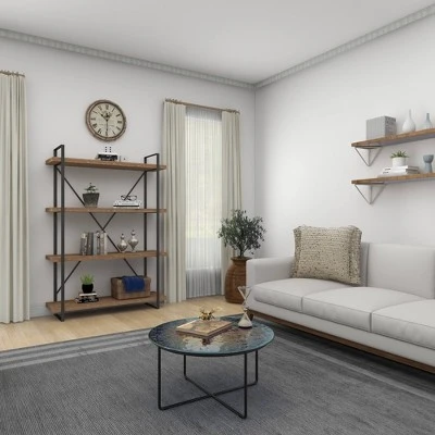 Olivia & May 67" Tall Industrial Metal and Wood Bookshelf Brown - Olivia & May 10 Olivia & May 67" Tall Industrial Metal and Wood Bookshelf Brown - Olivia & May - Image 8