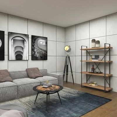 Olivia & May 67" Tall Industrial Metal and Wood Bookshelf Brown - Olivia & May 12 Olivia & May 67" Tall Industrial Metal and Wood Bookshelf Brown - Olivia & May - Image 10