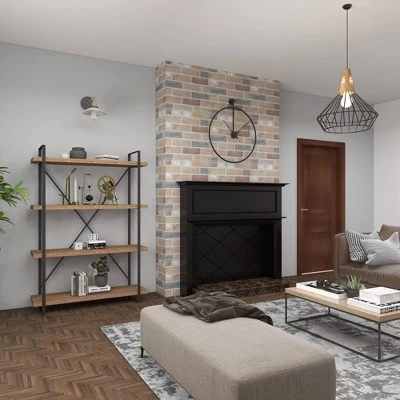 Olivia & May 67" Tall Industrial Metal and Wood Bookshelf Brown - Olivia & May 13 Olivia & May 67" Tall Industrial Metal and Wood Bookshelf Brown - Olivia & May - Image 11