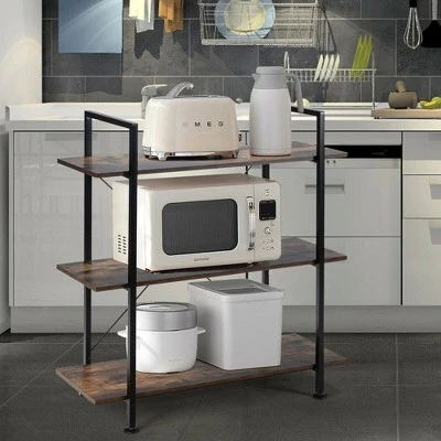 Costway 3-Tier Bookshelf Industrial Bookcase Display Shelf Storage Rack Rustic Brown 5 Costway 3-Tier Bookshelf Industrial Bookcase Display Shelf Storage Rack Rustic Brown - Image 3