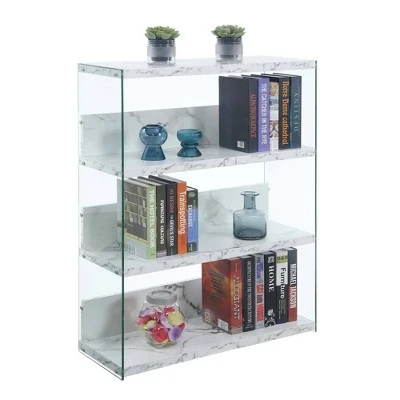 40.25" SoHo 4 Tier Wide Bookcase - Breighton Home White Faux Marble 4 40.25" SoHo 4 Tier Wide Bookcase - Breighton Home White Faux Marble - Image 2