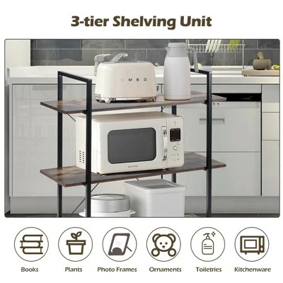 Costway 3-Tier Bookshelf Industrial Bookcase Display Shelf Storage Rack Rustic Brown 7 Costway 3-Tier Bookshelf Industrial Bookcase Display Shelf Storage Rack Rustic Brown - Image 5