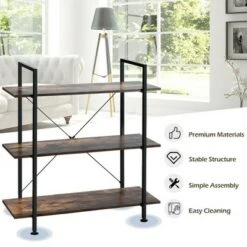 Costway 3-Tier Bookshelf Industrial Bookcase Display Shelf Storage Rack Rustic Brown 16 Costway 3-Tier Bookshelf Industrial Bookcase Display Shelf Storage Rack Rustic Brown -Bookshelves Sales Shop unnamed file 477