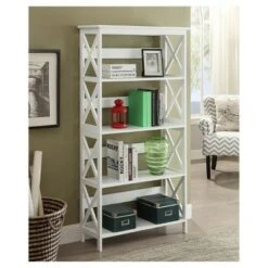 60" Oxford 5 Tier Bookcase White - Breighton Home -Bookshelves Sales Shop unnamed file 4792