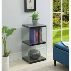 27.75" SoHo 3 Tier Tower Bookcase - Breighton Home White Faux Marble