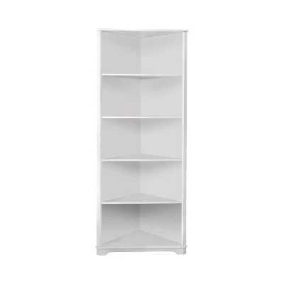 78" Mcafee Contemporary 5 Tier Corner Bookshelf - HOMES: Inside + Out White 7 78" Mcafee Contemporary 5 Tier Corner Bookshelf - HOMES: Inside + Out White - Image 5