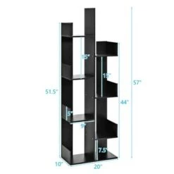 Costway 8-Tier Bookshelf Bookcase w/8 Open Compartments Space-Saving Storage Rack White/Black