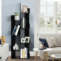 Costway 8-Tier Bookshelf Bookcase w/8 Open Compartments Space-Saving Storage Rack White/Black -Bookshelves Sales Shop unnamed file 484