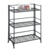 33" 3 Tier Wide Folding Metal Shelf Black - Breighton Home