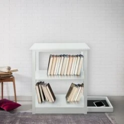34" Adams 3 Shelf Bookcase with Concealed Sliding Track White - Flora Home 10 34" Adams 3 Shelf Bookcase with Concealed Sliding Track White - Flora Home -Bookshelves Sales Shop unnamed file 4848