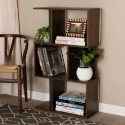 40.2" Legende Finished Display Bookcase Brown/Dark Gray - Baxton Studio
