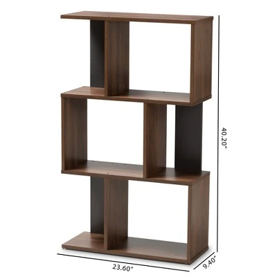 40.2" Legende Finished Display Bookcase Brown/Dark Gray - Baxton Studio 5 40.2" Legende Finished Display Bookcase Brown/Dark Gray - Baxton Studio - Image 3