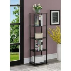 61.25" Designs2Go Classic Glass 5 Tier Tower - Breighton Home Black