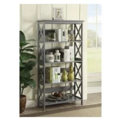 Oxford 5 Tier Bookcase Gray - Breighton Home