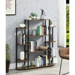 52.5" Designs2Go Wall Unit Bookshelf Barnwood/Black Poles - Breighton Home