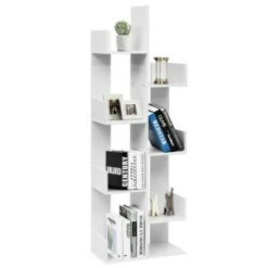 Costway 8-Tier Bookshelf Bookcase w/8 Open Compartments Space-Saving Storage Rack White/Black -Bookshelves Sales Shop unnamed file 491