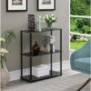 26.5" Designs2Go Classic Glass 3 Shelf Bookshelf - Breighton Home Clear