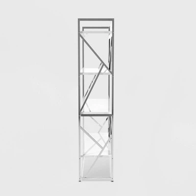 70.25" Netherton Contemporary Open Shelves Bookcase White High Gloss/Chrome - HOMES: Inside + Out 4 70.25" Netherton Contemporary Open Shelves Bookcase White High Gloss/Chrome - HOMES: Inside + Out - Image 2