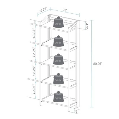 Flora Home Stratford 60.25" 5 Shelf Folding Bookcase 7 Flora Home Stratford 60.25" 5 Shelf Folding Bookcase - Image 5