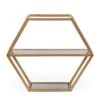 17" Lepley Modern Glam Handcrafted Glass 2 Shelf Hexagonal Decorative Shelf Antique Gold - Christopher Knight Home -Bookshelves Sales Shop unnamed file 4941