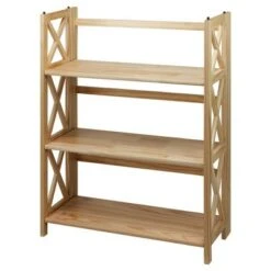 38" 3-Shelf Folding Bookcase - Flora Home Natural