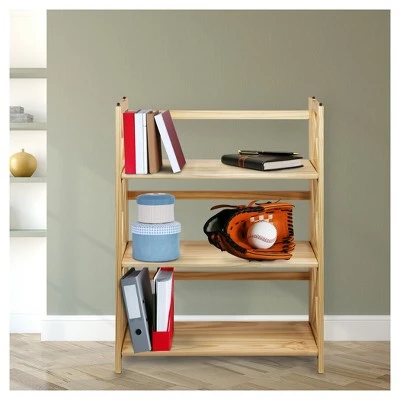 38" 3-Shelf Folding Bookcase - Flora Home Natural 9 38" 3-Shelf Folding Bookcase - Flora Home Natural - Image 7
