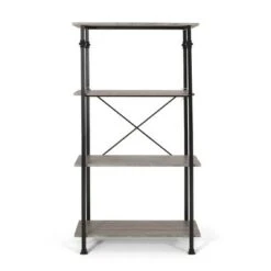 Bauman Modern Industrial 4 Shelf Etagere Bookcase - Christopher Knight Home Gray/dark Bronze -Bookshelves Sales Shop unnamed file 4998
