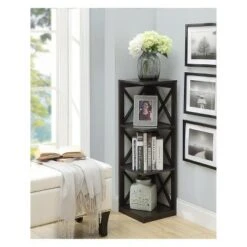 Oxford 3 Tier Corner Bookcase Espresso - Breighton Home
