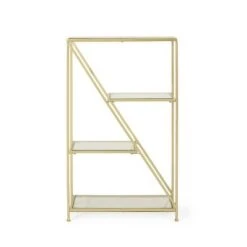 Kokesh Modern Glam Tempered Glass 3 Shelf Asymmetrical Bookcase Gold - Christopher Knight Home -Bookshelves Sales Shop unnamed file 5051