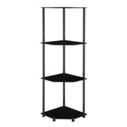 46.5" Designs2Go Classic Glass 4 Tier Corner Shelf - Breighton Home Black -Bookshelves Sales Shop unnamed file 5057