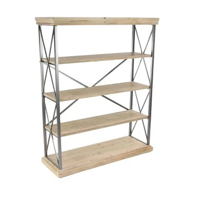 Olivia & May 60" Industrial Bookshelf with 4 Shelves Brown - Olivia & May 3 Olivia & May 60" Industrial Bookshelf with 4 Shelves Brown - Olivia & May