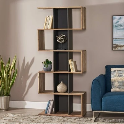 75" Bassett Modern Bookshelf Natural - Christopher Knight Home 3 75" Bassett Modern Bookshelf Natural - Christopher Knight Home