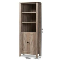 75.4" Derek Wood 2 Door Bookcase Oak - Baxton Studio 17 75.4" Derek Wood 2 Door Bookcase Oak - Baxton Studio -Bookshelves Sales Shop unnamed file 5170